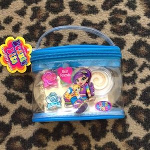 Vintage Lisa Frank hair clips and lip gloss set